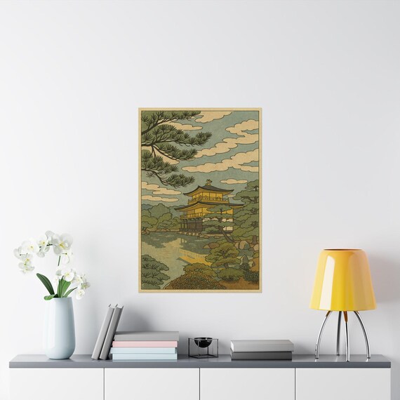 金閣寺金閣版画：京都の禅庭園、日本の風景画 - Etsy 日本