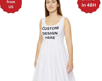 Custom Photo Skater Dress personalized all over print fit and flare upload your own art sizes XS to 2XL fast US production
