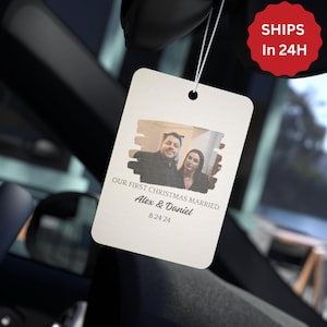 Personalized Photo Car Ornament Polaroid Style Double Sided Hanging Rearview Mirror Charm Custom Picture Keepsake Christmas Gift For Driver
