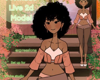 Modelo VTube 2D en vivo: Chica de primavera con expresiones (lista para usar, completamente montada)