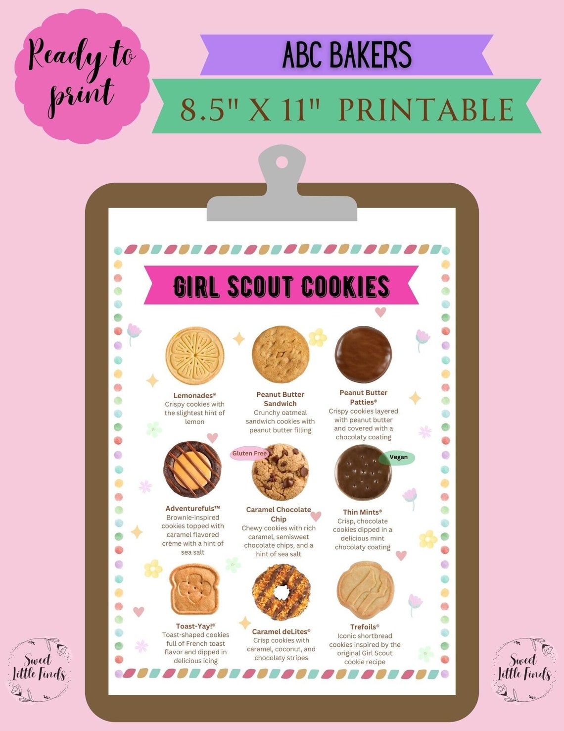 ABC Bakers Girl Scout Cookies Printable Cookie List, Girl Scout Cookie ...