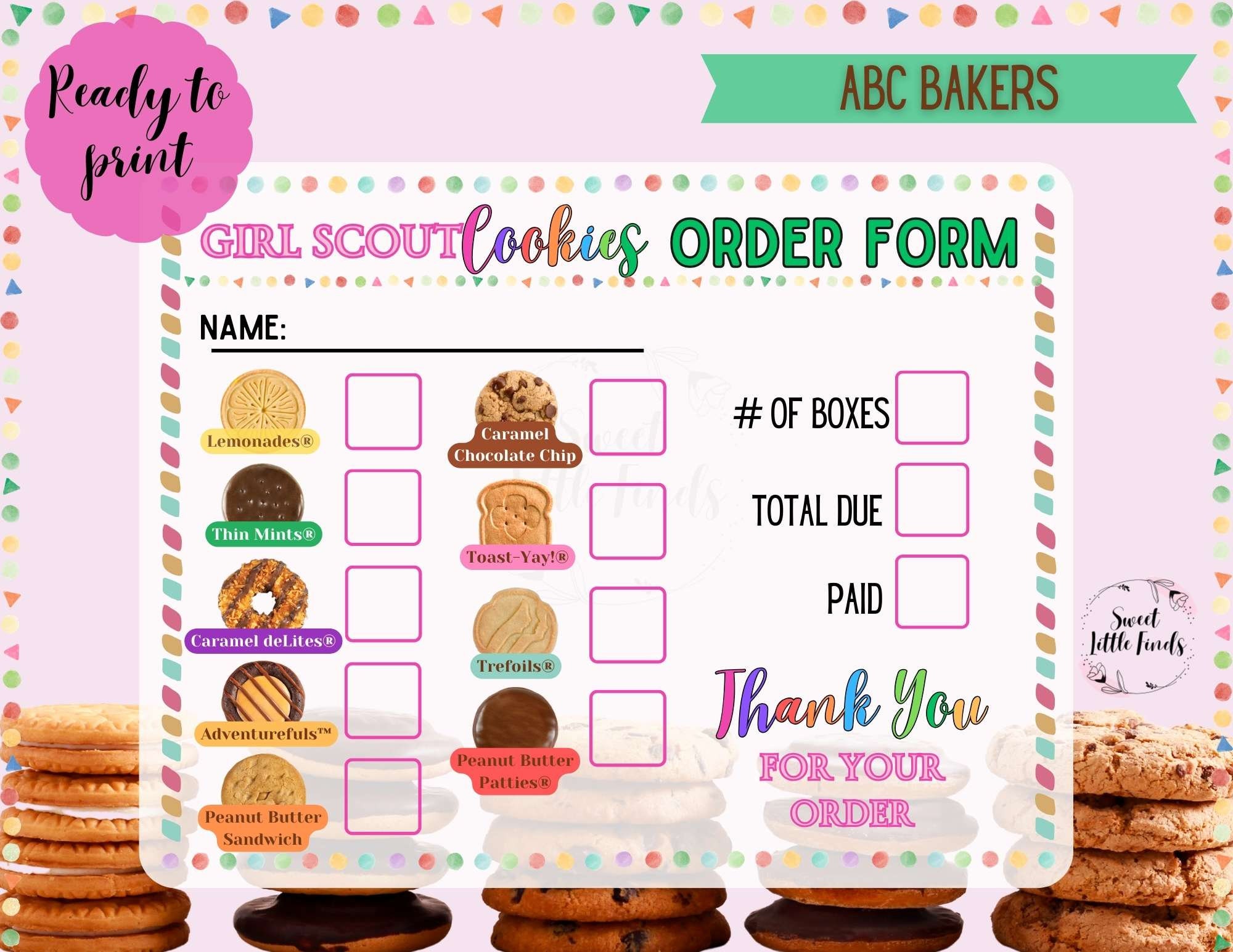 girl scout cookies abc 2025 printable order form, girl scout