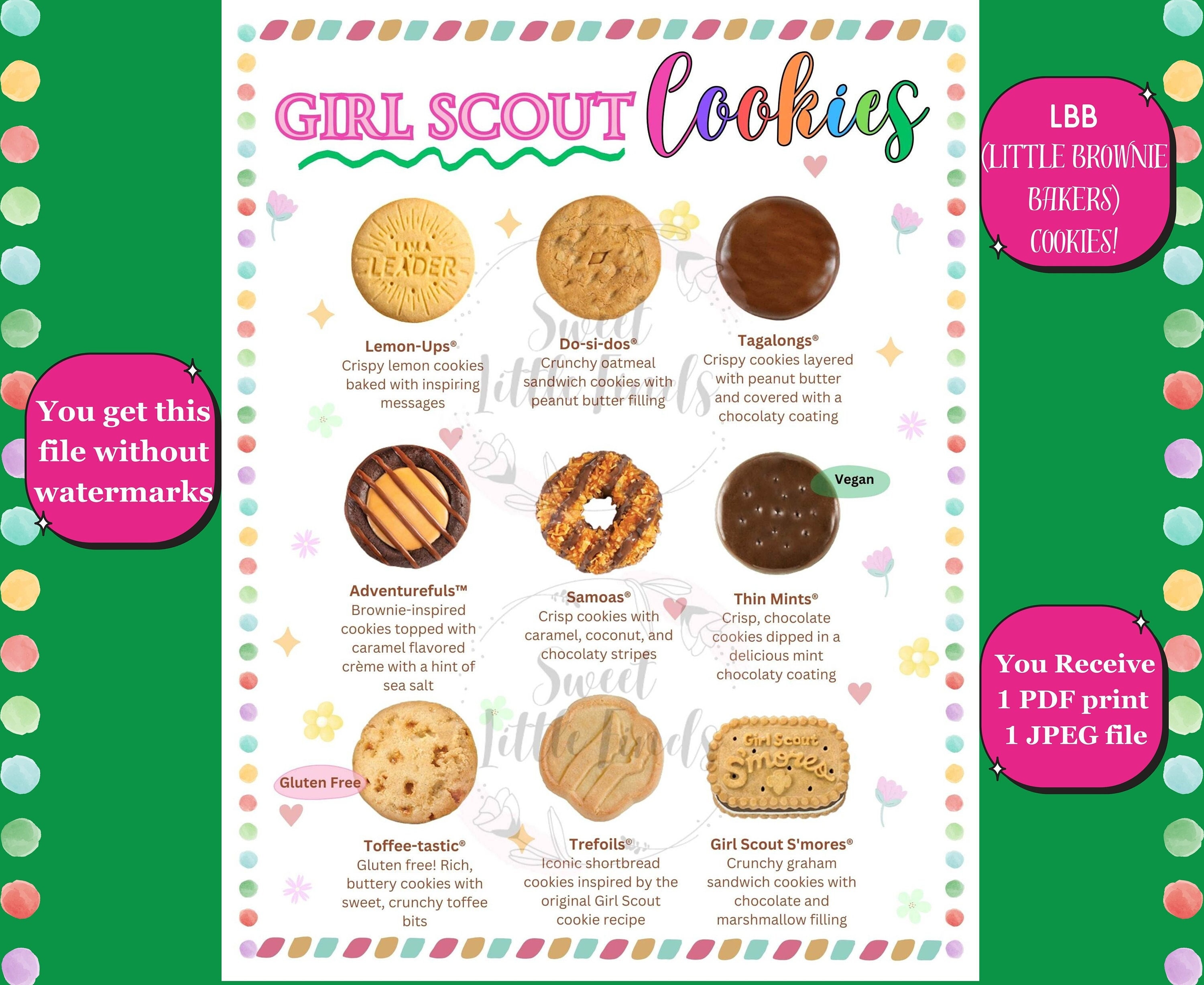 LBB Girl Scout Cookies Printable 2024 Cookie List, Girl Scout Sign ...