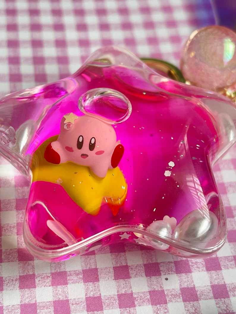 Kirby Star Liquid Keychain Kawaii Liquid Shaker Keychain Etsy