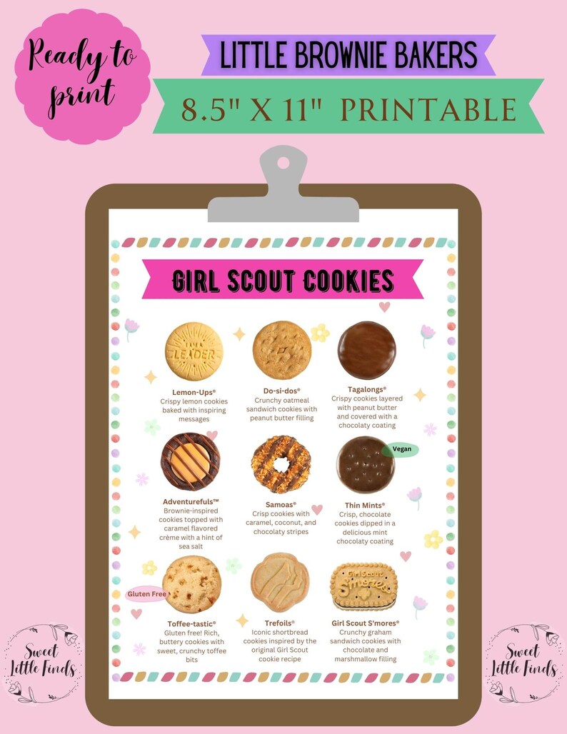 LBB Girl Scout Cookies Printable Cookie List Little Brownie Bakers