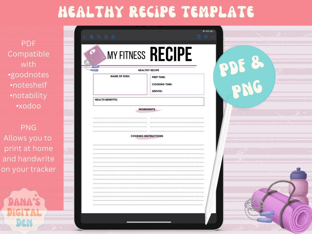 Recipe Card Template | Healthy Recipe Printable | - Etsy