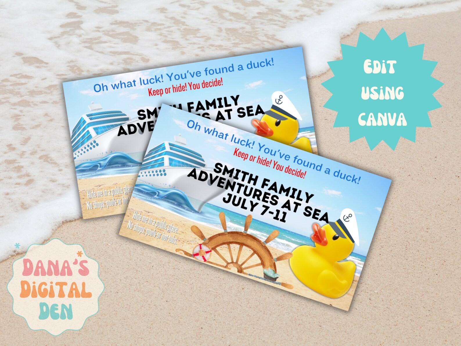 Printable Editable Cruising Duck Tags Customizable Cruise Ship Tags ...