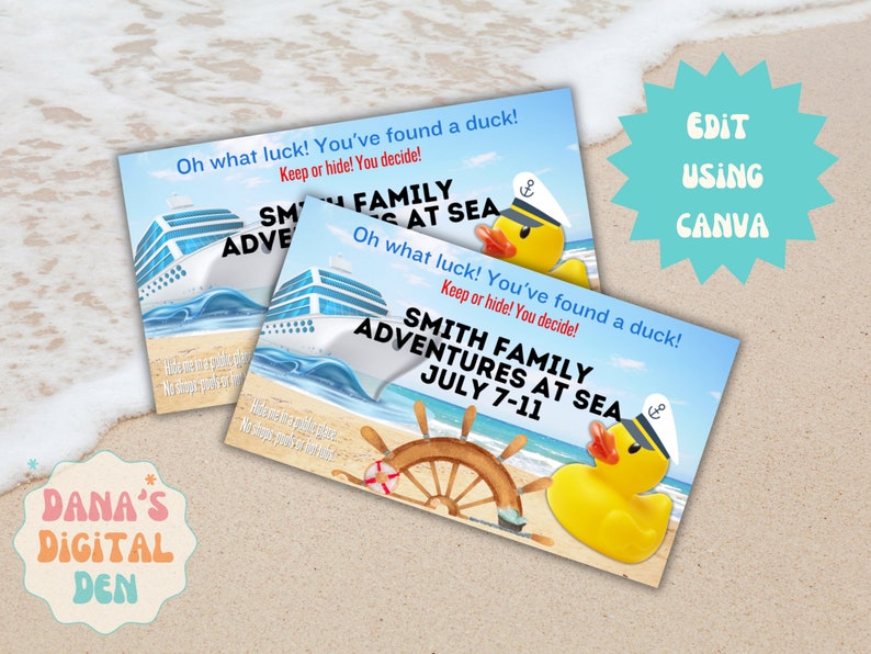 Printable Editable Cruising Duck Tags Customizable Cruise Ship Tags ...