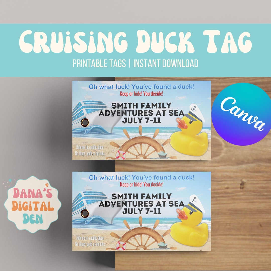 Printable Editable Cruising Duck Tags Customizable Cruise Ship Tags