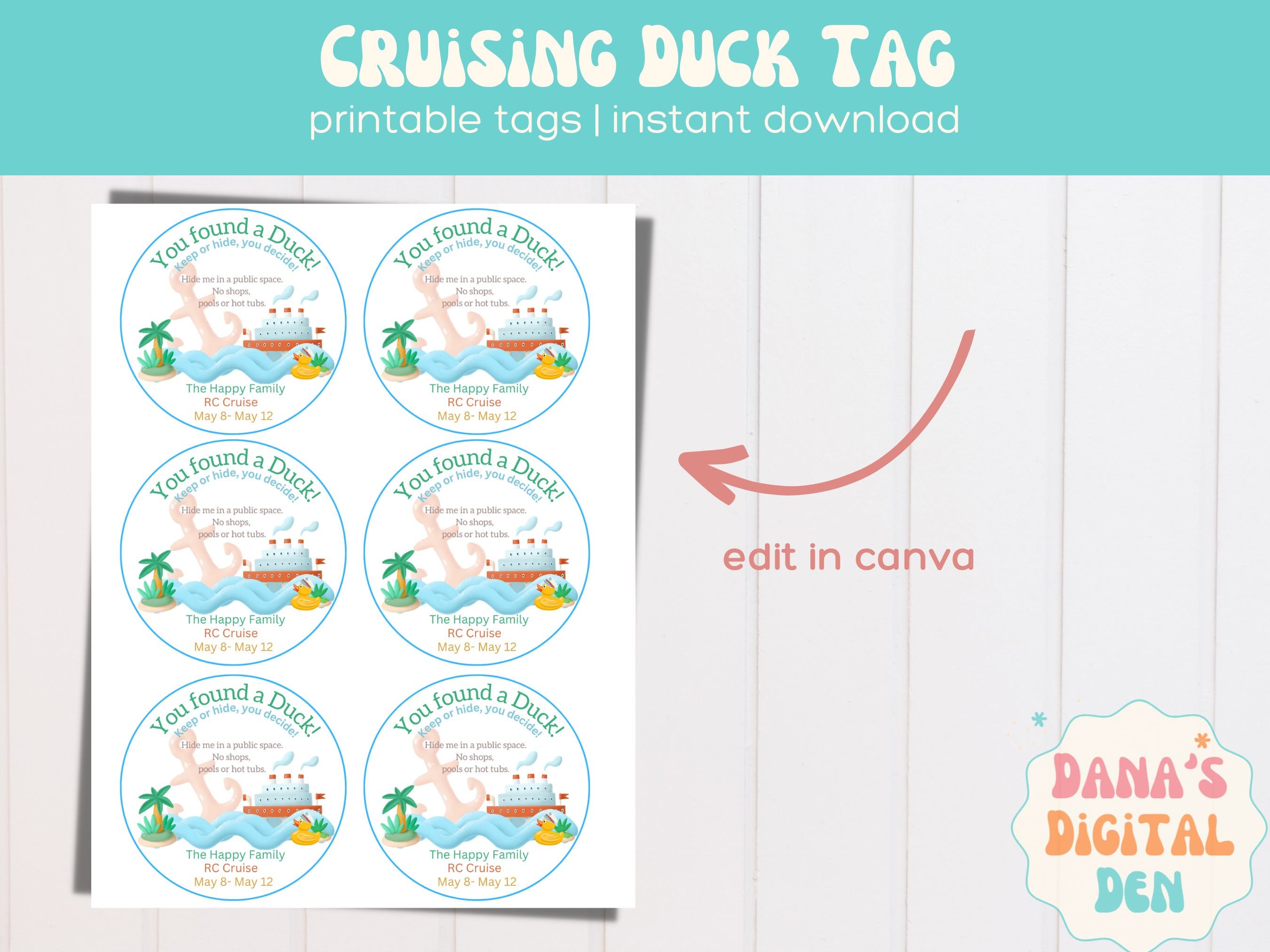 Cruising Ducks Digital Download Editable Canva Template Duck Game ...