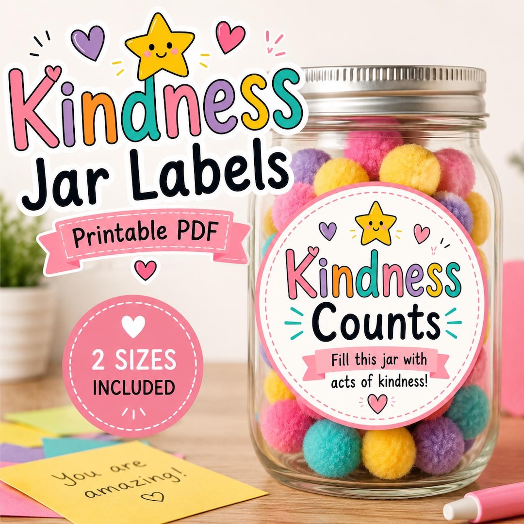Kindness Jar Labels Printable PDF, Kindness Jar Activity, Classroom ...
