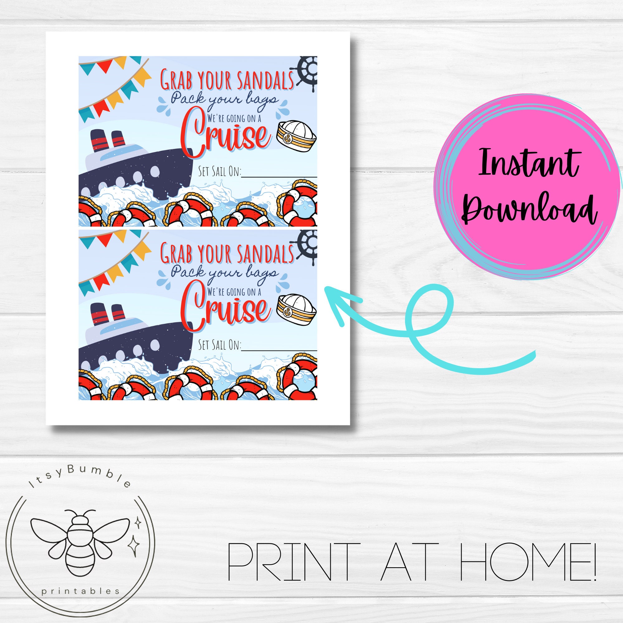 Printable Cruise Ship Card Cruise Announcement Card Cruise Boarding ...