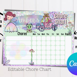 Printable | Toddler Chore Chart | Kids Daily Tasks |Daily Routine  Kid | Princess Behavior Chart | Daily Task List | Dragon | Kids Chores