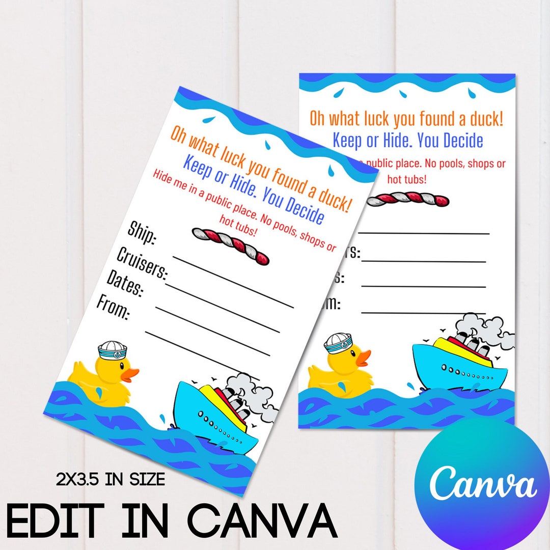 Cruising Duck Tags Printable Duck Tags Duck Tag Game Editable Duck Tags ...