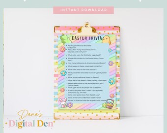 Easter Trivia | Printable Easter Games | Easter Activity For Kids and Adults | Kids Party Game | Easter Party Game | Instant Download