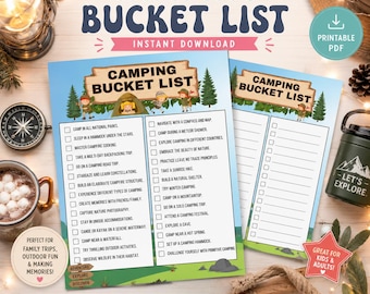 Printable Bucket List | Camping Activities | Outdoor Adventure | Kids Camping | Nature Exploration | Kids Travel | Instant Download
