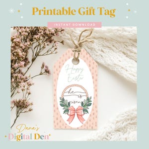 Printable Easter Gift Tag &quot;He Is Risen&quot; – Christian Digital Download for Easter Gifts