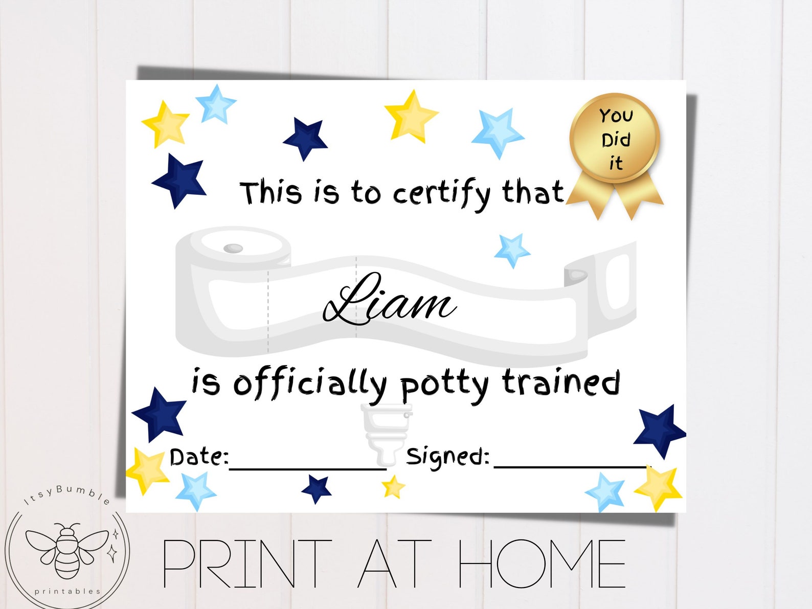 Potty Training Certificate Printable Certificate for Kids Toilet ...