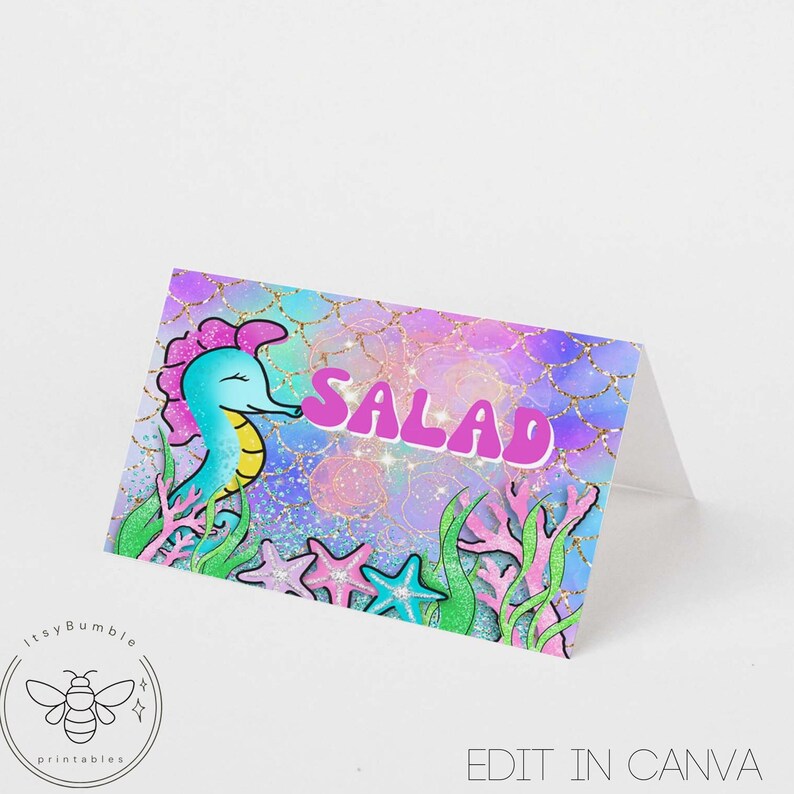 Editable Party Food Tent | Under the Sea | Glitter Party | Printable ...