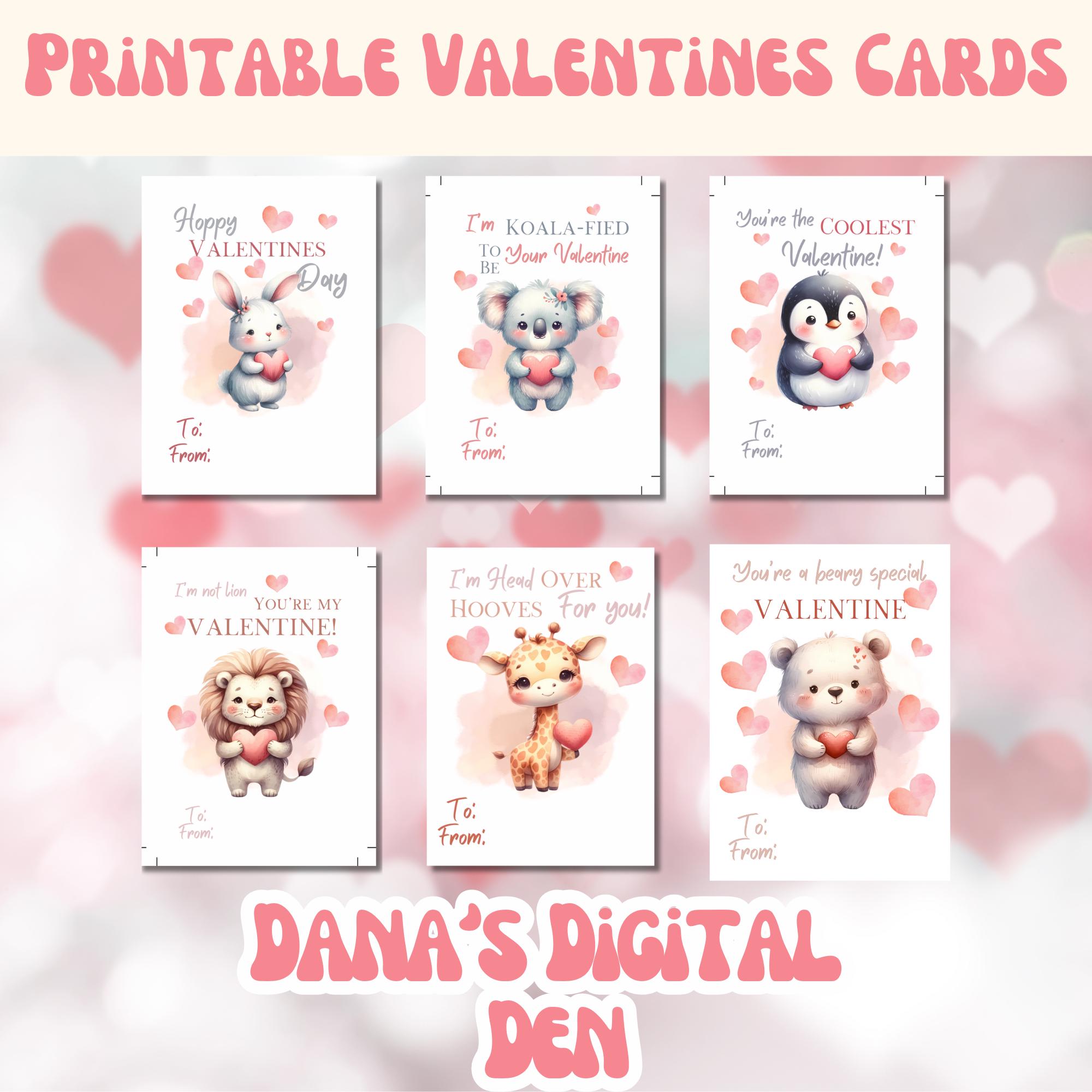 Printable Valentine Cards for Kids | 6 Cute Animal Designs | Classroom ...