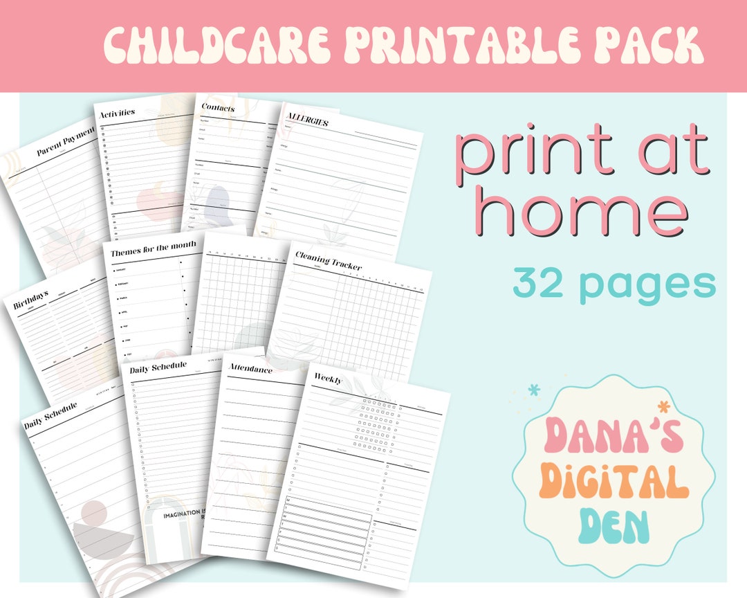 Printable Daycare Planner Printable Pages Childcare Etsy