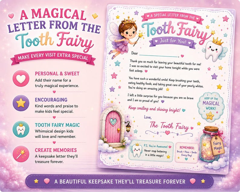 Tooth Fairy Printable Bundle | Tooth Fairy Letter, Certificate, Receipt ...
