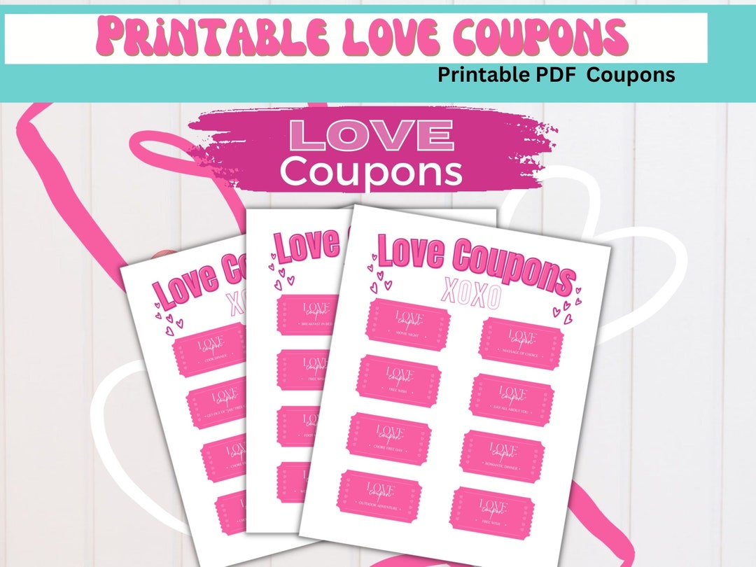 Printable Love Coupons Birthday Gift Coupons for Him for Her Digital