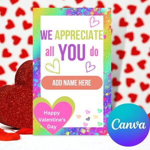 Valentine&#39;s Day Thank You Gift Tags | Printable Tags | Appreciation Tag | Editable Template | Gift Tags Employee | Teacher Thank You Tags