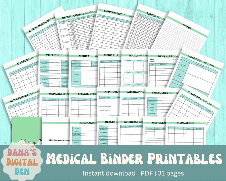 Medical Binder Health Tracker Printable Planner Symptom - Etsy
