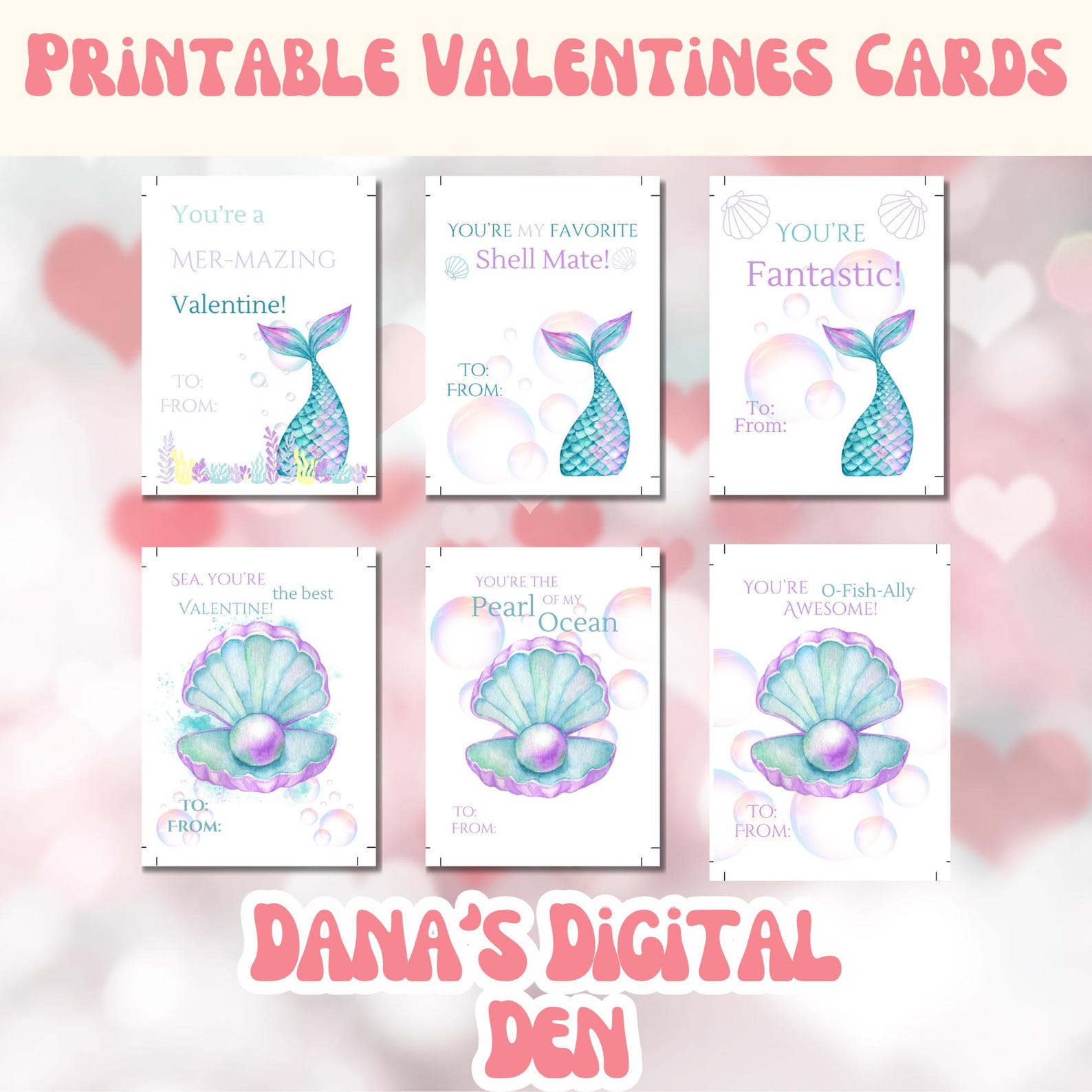Printable Mermaid Valentine Cards for Kids | Digital Download ...