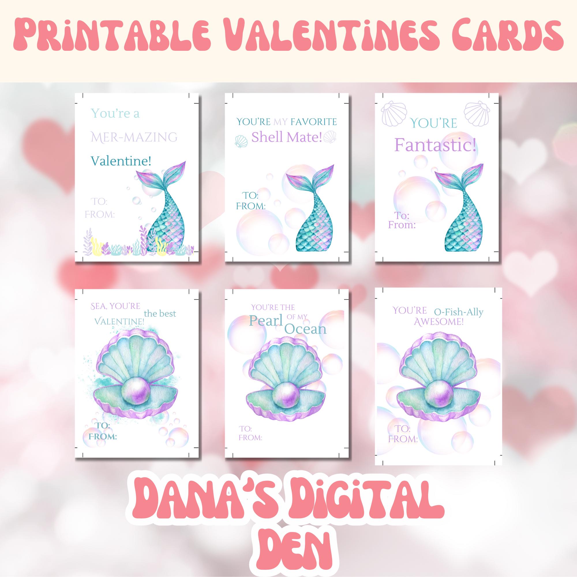 Printable Mermaid Valentine Cards for Kids | Digital Download ...