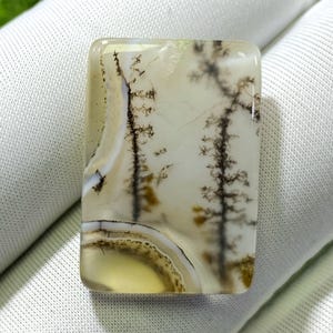 Designer Achat!! Dendritenachat, Edelstein Cabochon Dendritenachat Rechteck Halbedelstein zur Schmuckherstellung Handgemacht: 25 x 17 mm