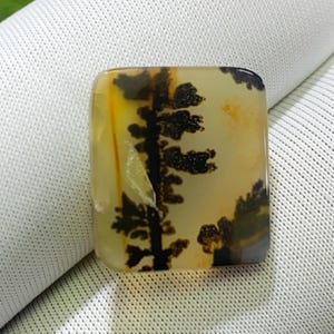 Designer Achat!! Dendritenachat, Edelstein Cabochon Dendritenachat Rechteck Halbedelstein für die Schmuckherstellung Handgemacht: 15 x 13 mm