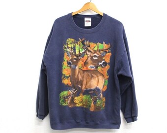 Vintage Deer Stag Wilderness Sweatshirt, 90s Deer Wilderness Pullover, Deer Wilderness Shirt, Deer Hoodie, Gift For Her, Gift For Him