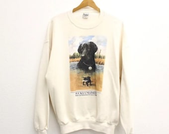 Vintage Ducks Unlimited Black Lab Labrador Retriever Dog Sweatshirt, Gift For Her, Gift for Him
