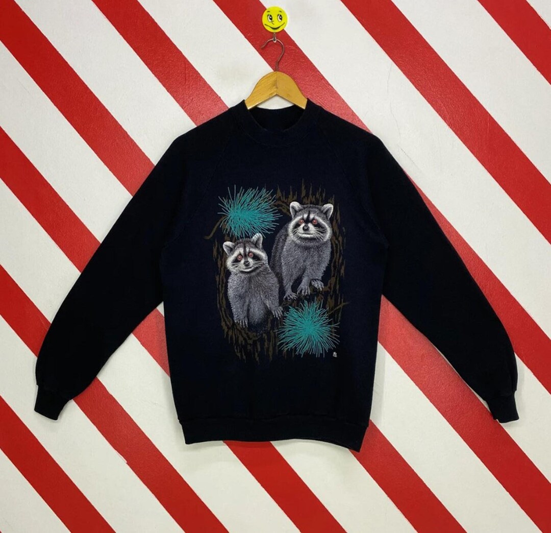 【新品未使用】CRAZY RACCOON CARTOON CREWNECK XL m24 Crazy Raccoon Vanilla Crewneck XL Unused White Cotton