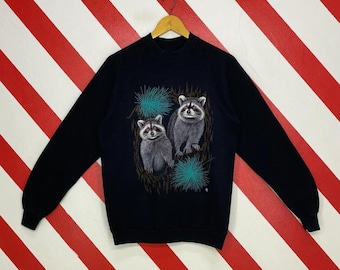 Vintage 90s Raccoon Sweatshirt, Graphic Raccoon Crewneck, Animal Raccoon Sweater, Raccoon Shirt, Raccoon T-Shirt, Gift For Her, Gift For Him