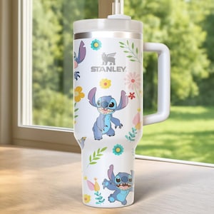Vaso Stitch de 40 oz, taza portátil para coche, vaso de café de viaje, bonito regalo para estudiantes con nombre grabado, vaso Stitch de 40 oz, Stitch imagen 1