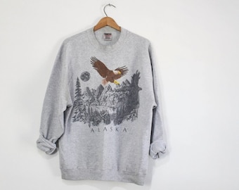 Vintage Alaska Eagle Sweatshirt, Alaska Eagle Shirt, Alaska Eagle Hoodie, Eagle Gifts, Eagle Crewneck, Gift For Her, Gift for Him