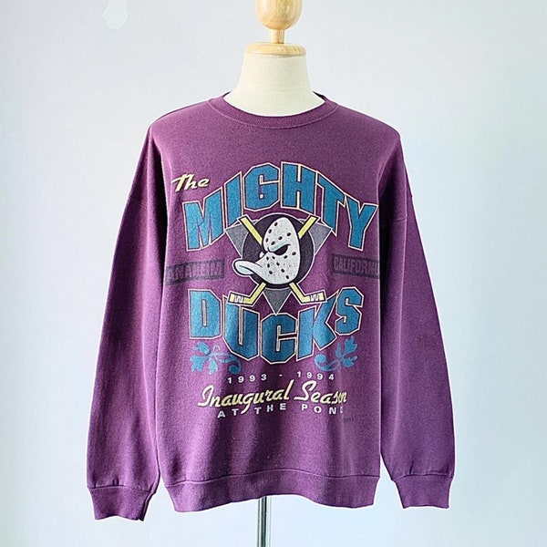 Vintage 90s Anaheim Mighty Ducks Crewneck Sweatshirt, Mighty Ducks Shirt, Mighty Ducks Sweater, Mighty Ducks Fan Hockey SHirt, GIft For Her