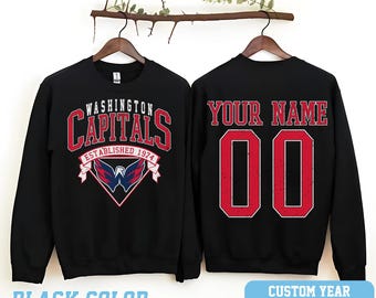Personalized Washington Hockey Sweatshirt, Washington Capitals crewneck, Washington Hockey shirt, Custom Hockey Shirt, Hockey Number Shirt