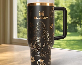 Vaso grabado de burro Eeyore de 40 oz, taza de acero inoxidable de 40 oz, taza personalizada, Pooh y sus amigos