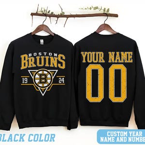 Personalized Boston Hockey Sweatshirt, Boston Bruins crewneck, Boston Hockey shirt, Custom Hockey Shirt, Hockey Number Shirt
