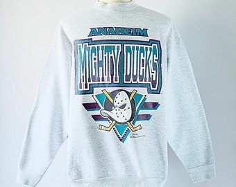 Vintage 90s Anaheim Mighty Ducks Hockey Crewneck Sweatshirt - Trends Bedding