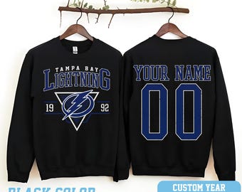 Personalized Tampa Bay Hockey Sweatshirt, Tampa Bay Lightning crewneck, Tampa Bay Hockey shirt, Custom Hockey Shirt, Hockey Number Shirt
