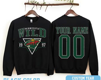 Personalized Minnesota Hockey Sweatshirt, Minnesota Wild crewneck, Minnesota Hockey shirt, Custom Hockey Shirt, Hockey Number Shirt