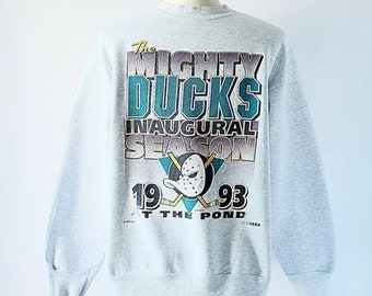 Vintage 90s Anaheim Mighty Ducks Hockey Crewneck Sweatshirt - Trends Bedding
