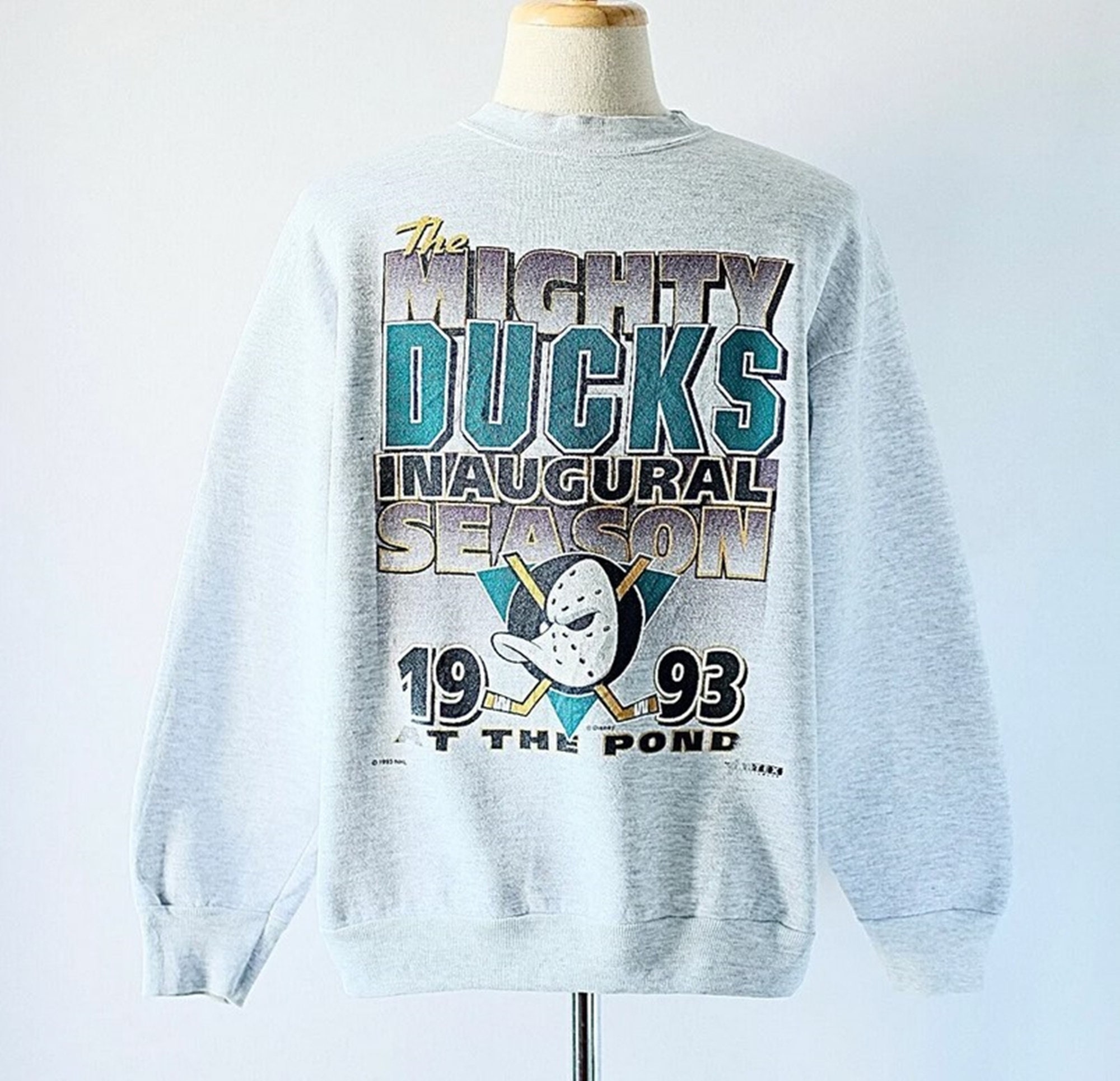 Anaheim Mighty Ducks 1990's Vintage NHL Crewneck Sweatshirt Ash / 2XL