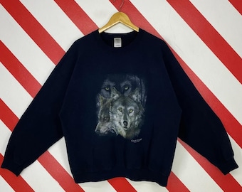 Vintage 90s Wildlife Wolf Sweatshirt, Graphic Wolf Crewneck, Wolf Howling Sweater, Wolf Shirt, Wolf T-Shirt, Gift For Her, Gift For Him
