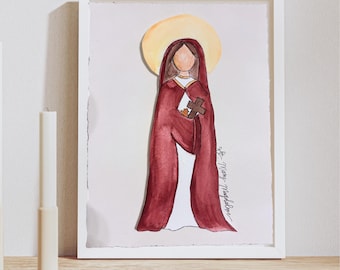 Heilige Maria Magdalena 3D-handgemaakte aquarelprint, Maria Magdalena-afdruk, Maria Magdalena cadeau, Maria Magdalena-pictogram